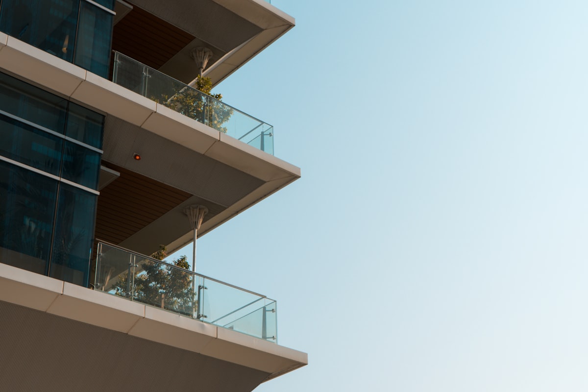 Frameless glass deck and balcony railing overlooking a view